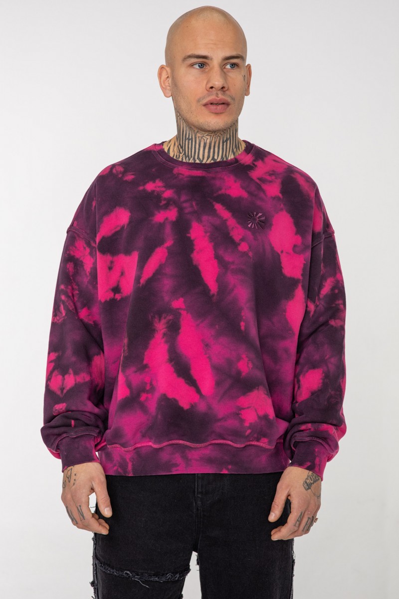 BLACK AND PURPLE GERMENT DYED CREWNECK