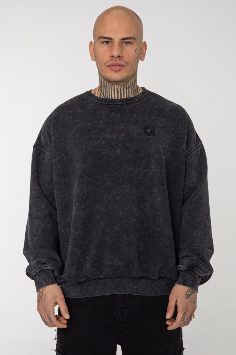 GRAY VIBE CREWNECK WASHED