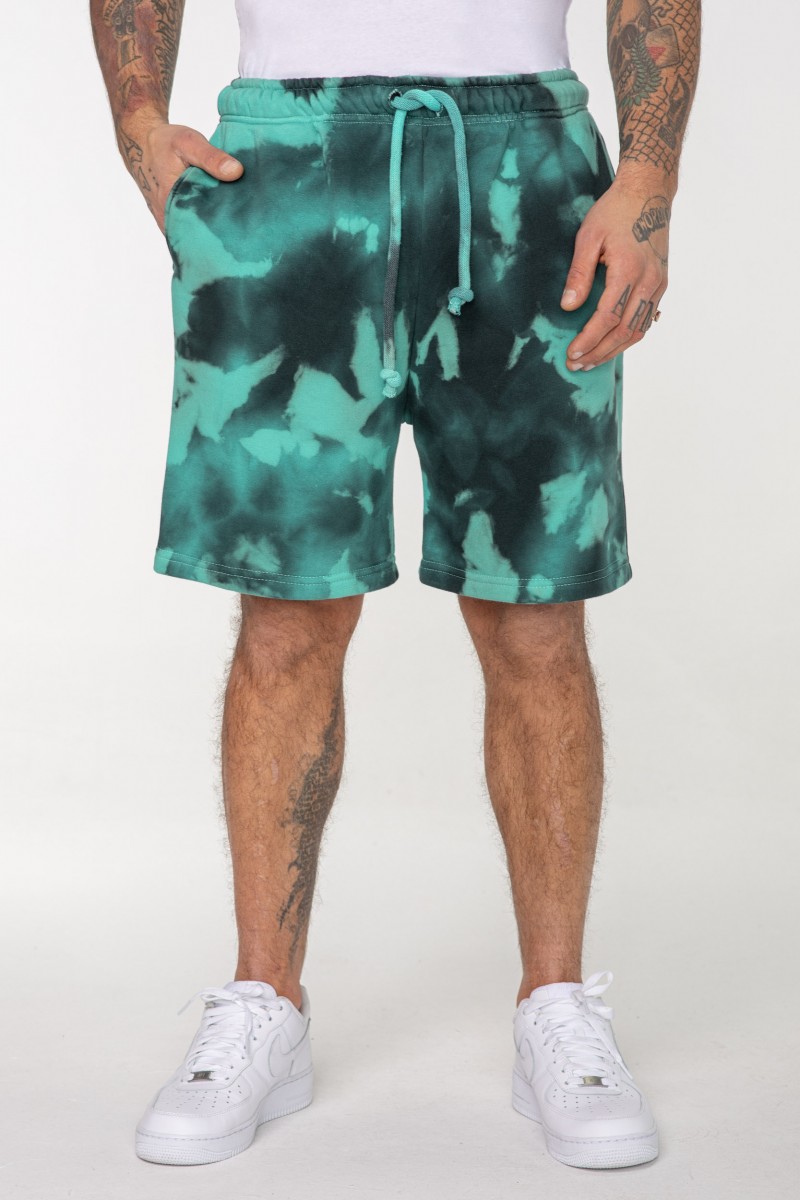 BLACK AND TURQOISE GERMENT DYED SHORTS