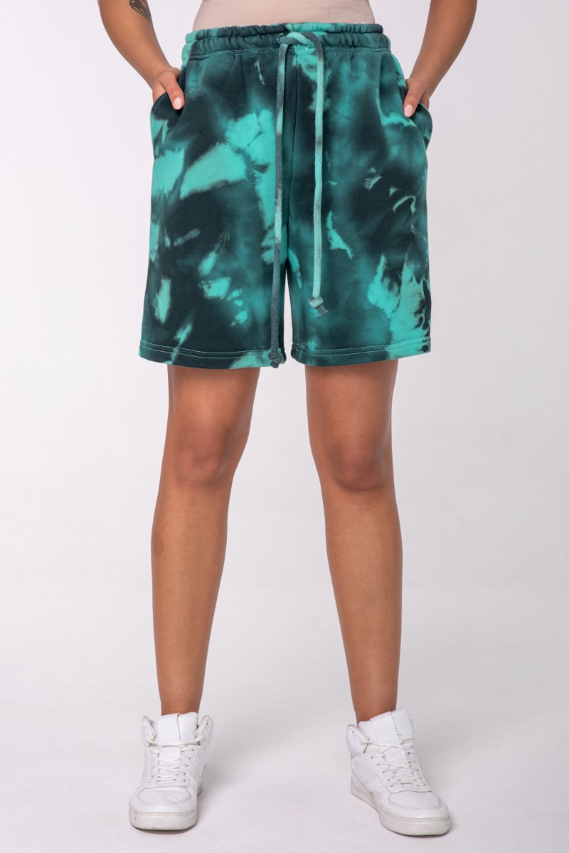 BLACK AND TURQOISE GERMENT DYED SHORTS